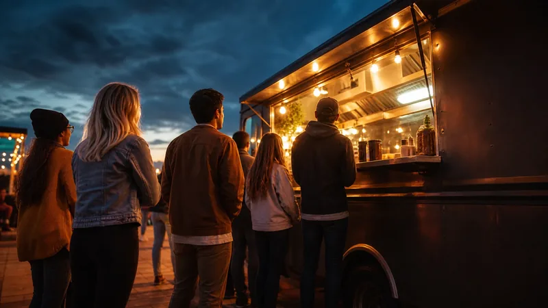 Customers lining up at a food truck window, How to Start a Food Truck Business in Delaware
