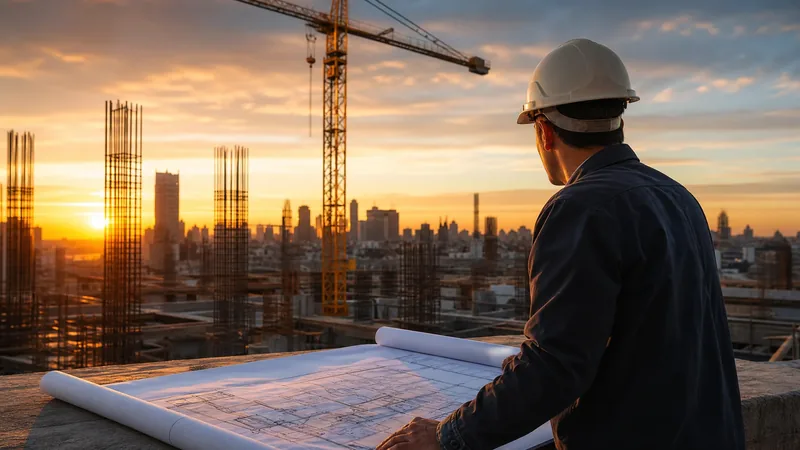 Contractor reviewing blueprints at a jobsite, How to Start a Contractor Business in Delaware